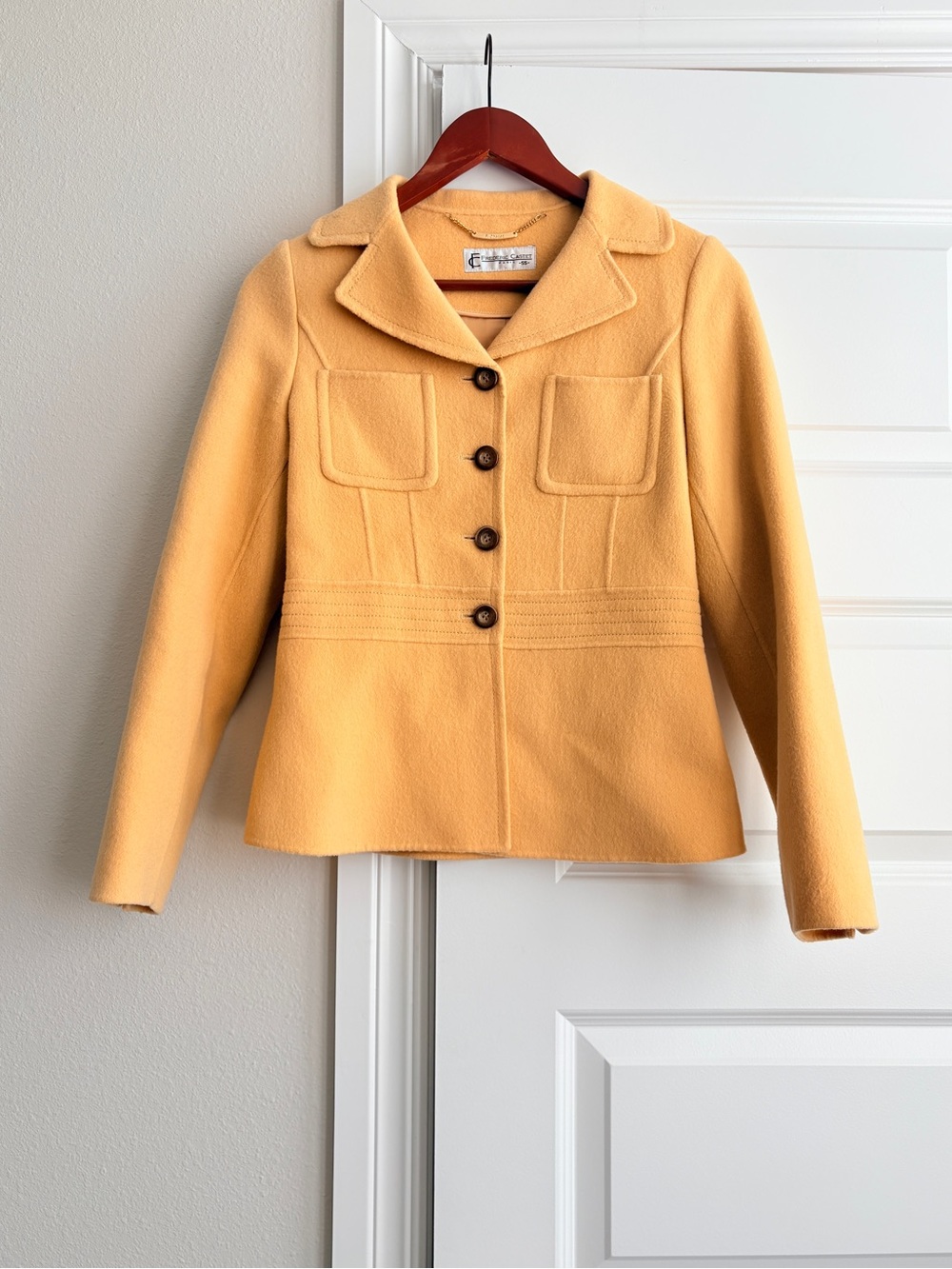 Frederic Castet Paris Y2K Wool Jacket Butter Yellow Mod XS S classy